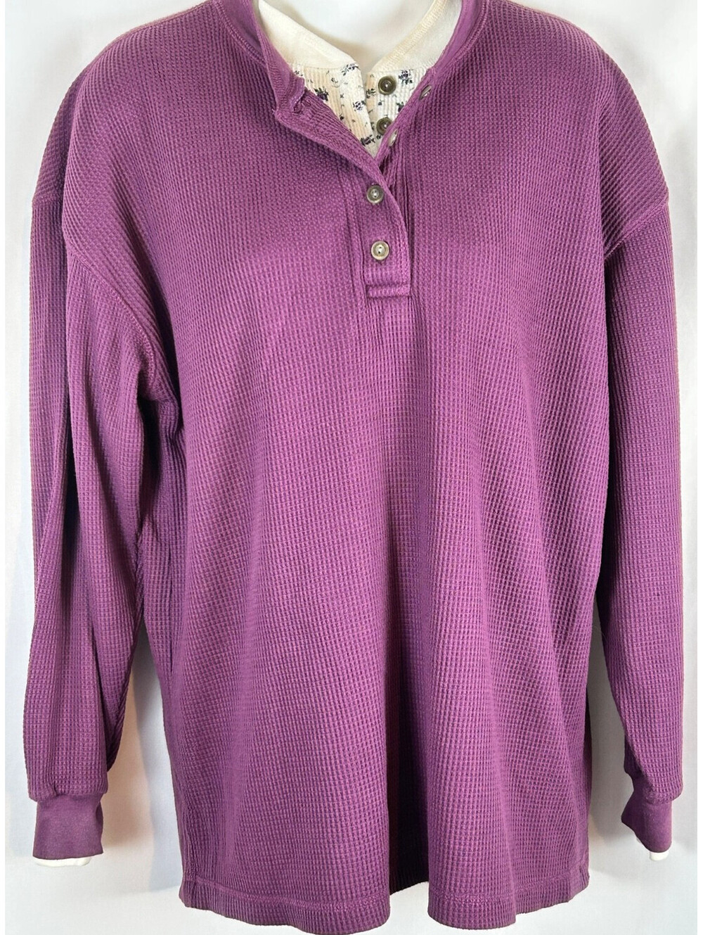 Cherokee Long Sleeve Purple Knit Top with Insets   Size Small